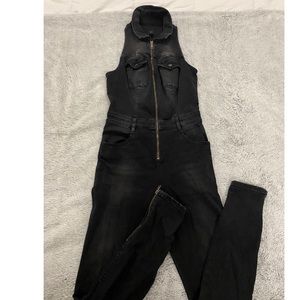 Guess Black Denim Jumpsuit